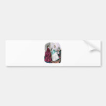 La Mode Illustree Burgundy and Seafoam Gowns Bumper Stickers
