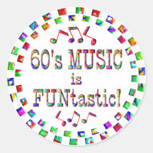 la musique 60s est FUNtastic Adhésif Rond