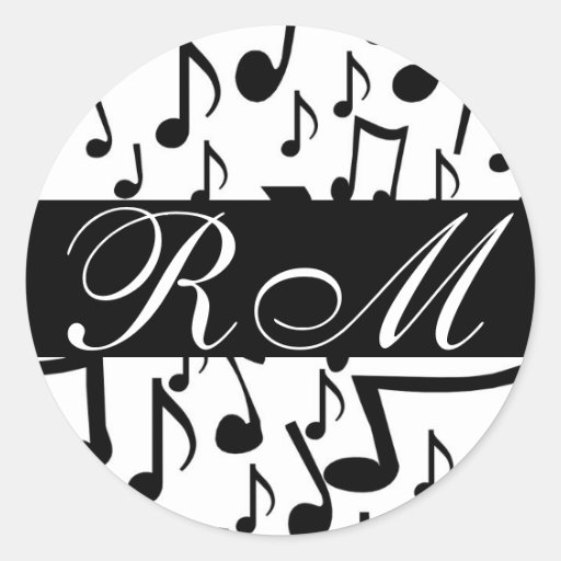La musique décorée d'un monogramme note l'autocoll