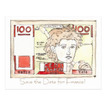 la note de franc, font gagner la date pour la Fran Carte Postale