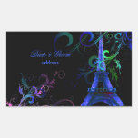 La Nuit, Paris/Eiffel de PixDezines+Remous Stickers En Rectangle