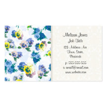 La pensée bleue fleurit le motif floral carte de visite