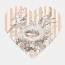 La Petite Famille on pink and cream background Heart Stickers