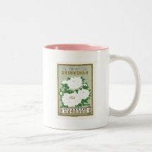 La pivoine fleurit l'étiquette en soie japonais vi tasse