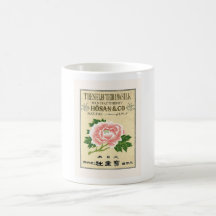 La pivoine fleurit l'étiquette en soie japonais vi mugs à café