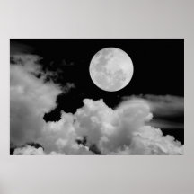 LA PLEINE LUNE OPACIFIE NOIR ET BLANC AFFICHES