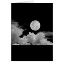 LA PLEINE LUNE OPACIFIE NOIR ET BLANC CARTE DE VŒUX