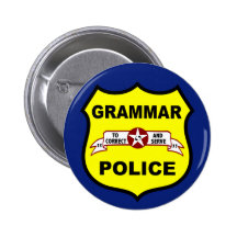 La police de grammaire se boutonne pin's avec agrafe