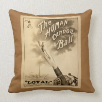 La publicité de cirque vintage de boulet de canon  oreillers american