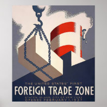 La publicité vintage de ~ de zone de commerce exté affiches
