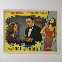 La rage de l'affiche de film vintage de Paris