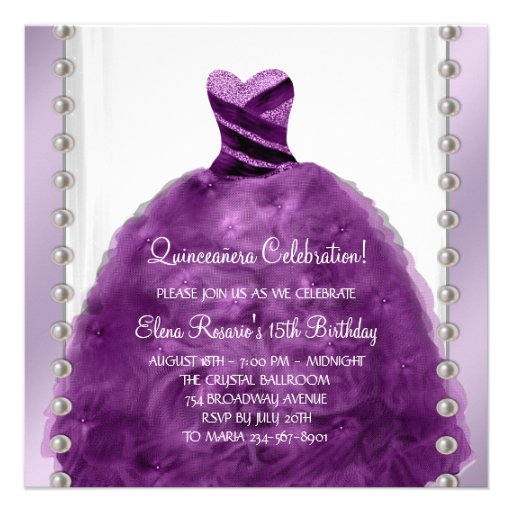 La robe habillée perle les invitations pourpres de