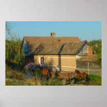 La Roumanie, ferme en Roumanie rurale Posters