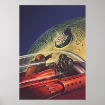 La science-fiction vintage volant au Cuty lunaire Posters