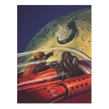 La science-fiction vintage volant au Cuty lunaire Cartes Postales