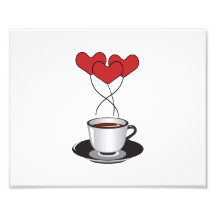 La tasse de café monte en ballon des coeurs Brown  Tirage Photo