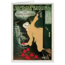 La Victoria Arduino Vintage Coffee Drink Ad Art Greeting Cards