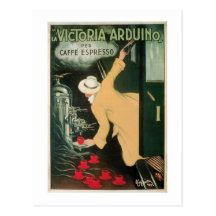 La Victoria Arduino Vintage Coffee Drink Ad Art Post Card
