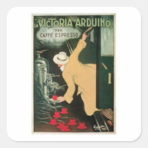 La Victoria Arduino Vintage Coffee Drink Ad Art Square Sticker