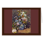 La vie toujours avec un grand vase à fleur carte de vœux
