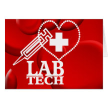 LAB TECH HEART SYRINGE LOGO - LABORATORY SCIENTIST CARD