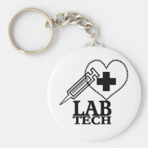 LAB TECH HEART SYRINGE LOGO - LABORATORY SCIENTIST KEY CHAIN