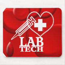 LAB TECH HEART SYRINGE LOGO - LABORATORY SCIENTIST MOUSEPAD