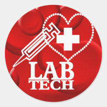 LAB TECH HEART SYRINGE LOGO - LABORATORY SCIENTIST STICKER