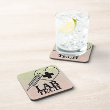 LAB TECH HEART. SYRINGE LOGO MEDICAL LABORATORY SC COASTERS
