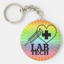 LAB TECH HEART. SYRINGE LOGO MEDICAL LABORATORY SC KEYCHAINS