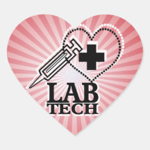 LAB TECH HEART. SYRINGE LOGO MEDICAL LABORATORY SC HEART STICKER