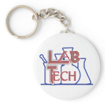 Lab Tech with Beakers and Flasks (Laboratory Tech) Key Chain