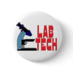 LAB TECH with MICROSCOPE Pinback Button