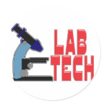 LAB TECH with MICROSCOPE Round Sticker