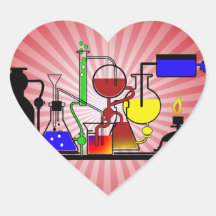 LAB WARE - LABORATORY  GLASSWARE MAD SCIENTIST HEART STICKERS