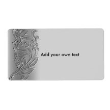 Label Sticker Silver White Floral Large