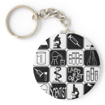 LABORATORY SCIENTIST SYMBOLS AND TOOLS KEYCHAIN