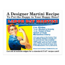 Labour Day Martini Cocktail Recipe Postcard