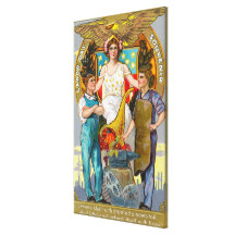 Labour Day Souvenir Laborers with Lady Justice Canvas Print