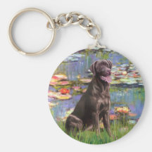 Labrador (Chcolate) - Lilies 2 Keychains