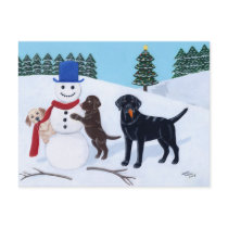 Labrador Christmas with Snowman