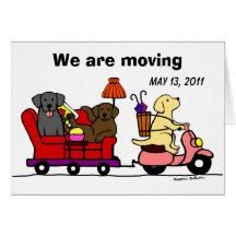 Labrador Dogs Cartoon Moving Annoucement Greeting Cards