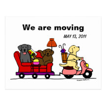 Labrador Dogs Cartoon Moving Annoucement Post Card