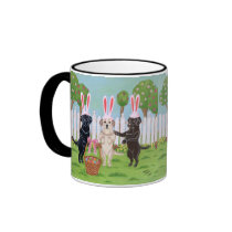 Labrador Easter Bunnies Painting Coffee Mugs