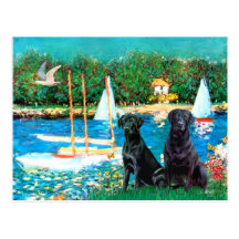 Labrador Pair - Sailboats Post Card
