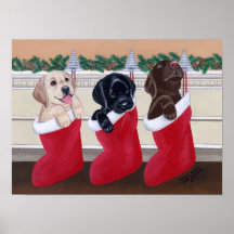 Labrador Retriever Art Print Christmas