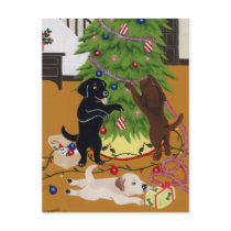 Labrador Retriever Christmas Tree Postcard