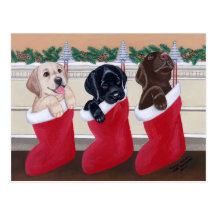 Labrador Retriever Puppies Christmas Post Cards