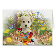 Labrador Retriever Puppy (Easter Egg Hunt) Greeting Cards