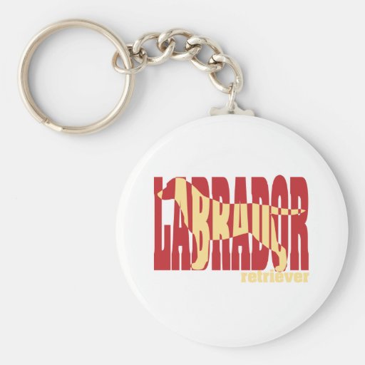 Labrador Retriever silhouette, yellow Key Chains